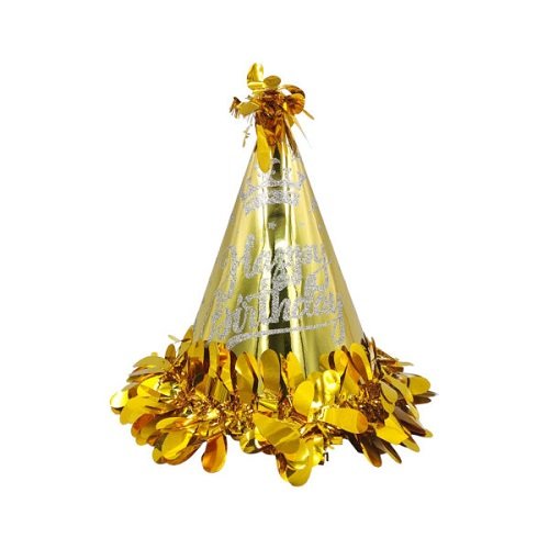 1-Piece Shiny Happy Birthday Party Hats, Gold – Party Favors