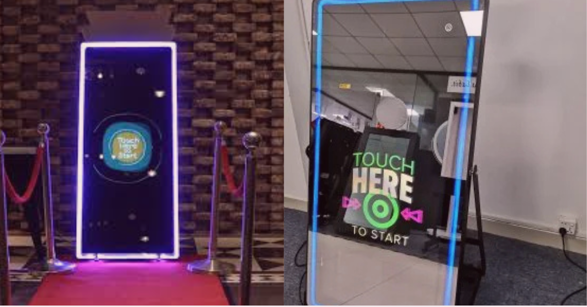 Mirror booth Dubai setup at a luxury event venue